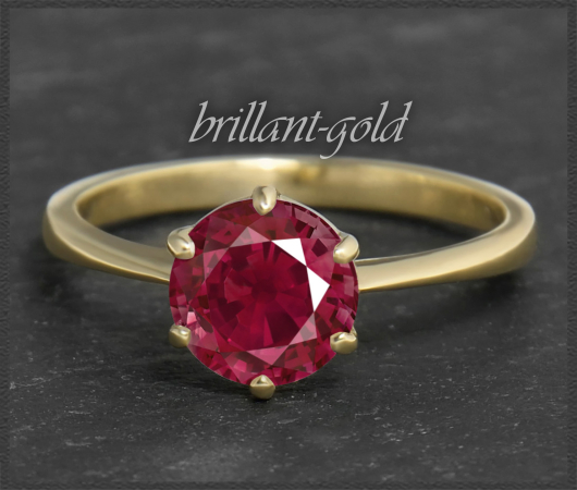 Gold Ring aus 585 Gelbgold; 2,0ct Rubin